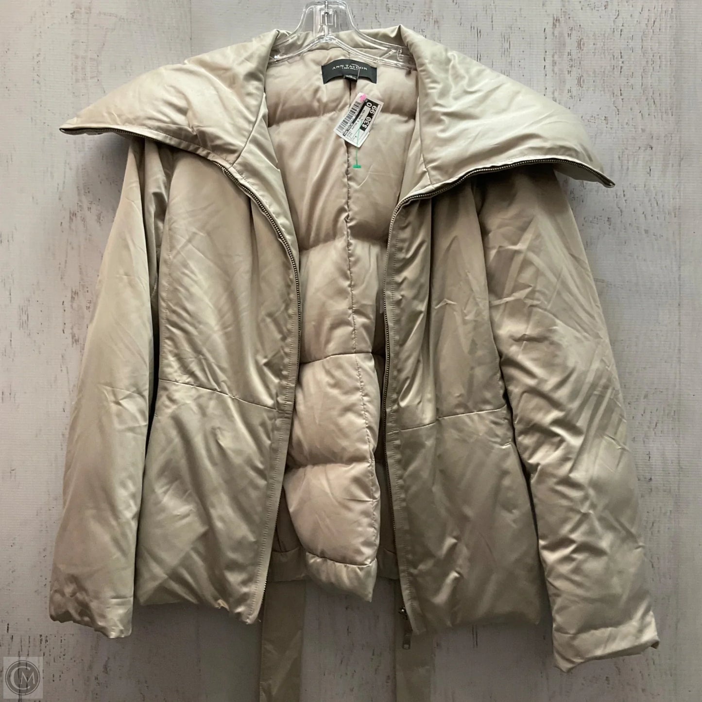 Jacket Puffer & Quilted By Ann Taylor In Taupe, Size: M