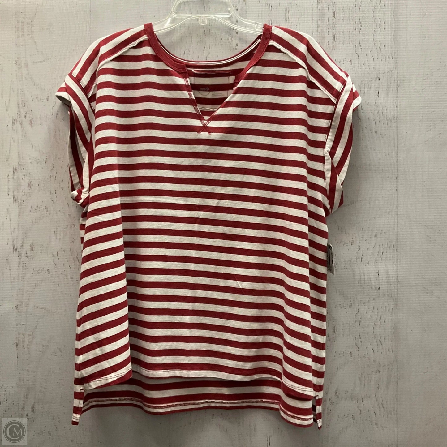 Top Short Sleeve By Aerie In Striped Pattern, Size: L