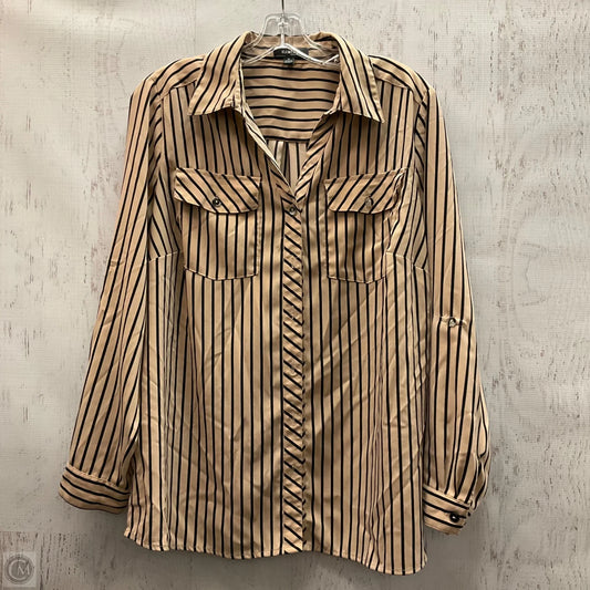 Blouse Long Sleeve By Elementz In Black & Cream, Size: 1x