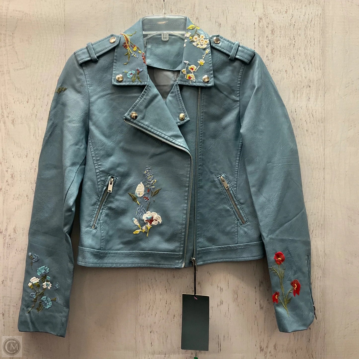 Jacket Leather By Clothes Mentor In Blue, Size: S