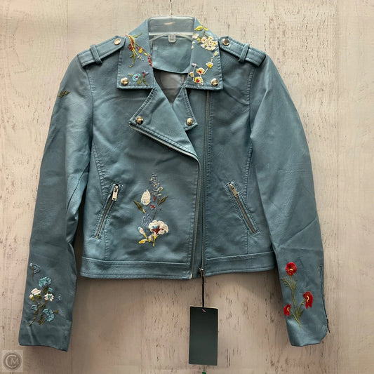 Jacket Leather By Clothes Mentor In Blue, Size: S