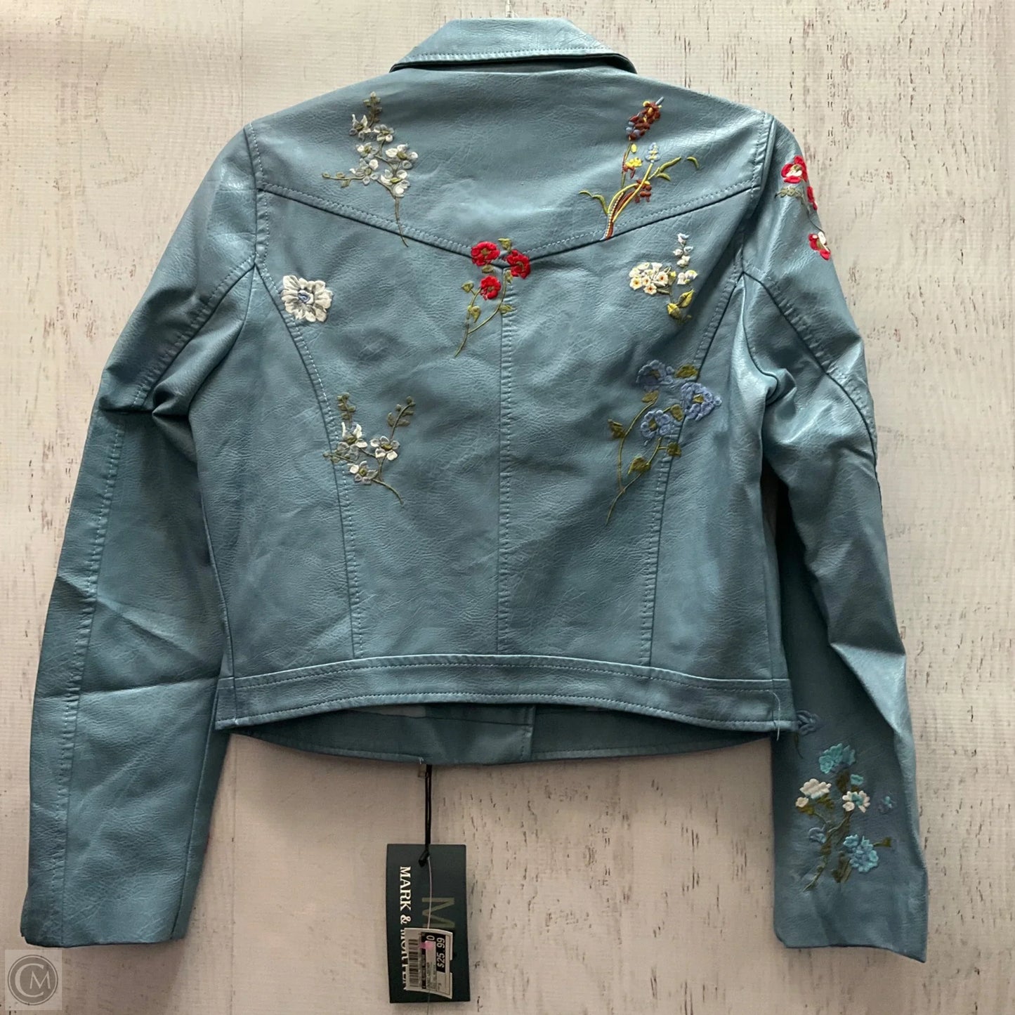 Jacket Leather By Clothes Mentor In Blue, Size: S