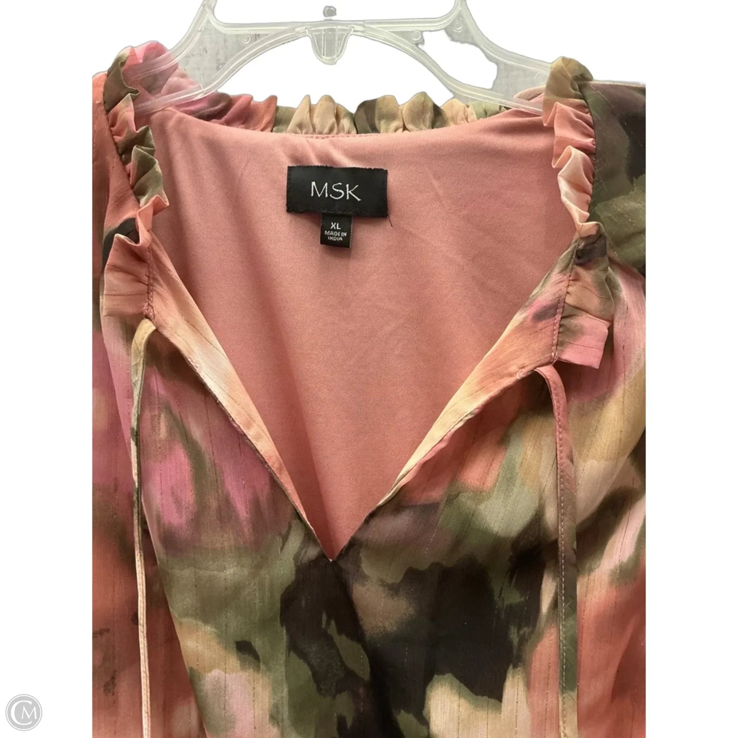 Dress Casual Maxi By Msk In Green & Pink, Size: Xl