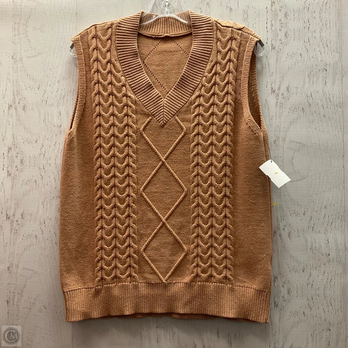 Vest Sweater By Clothes Mentor In Brown, Size: L