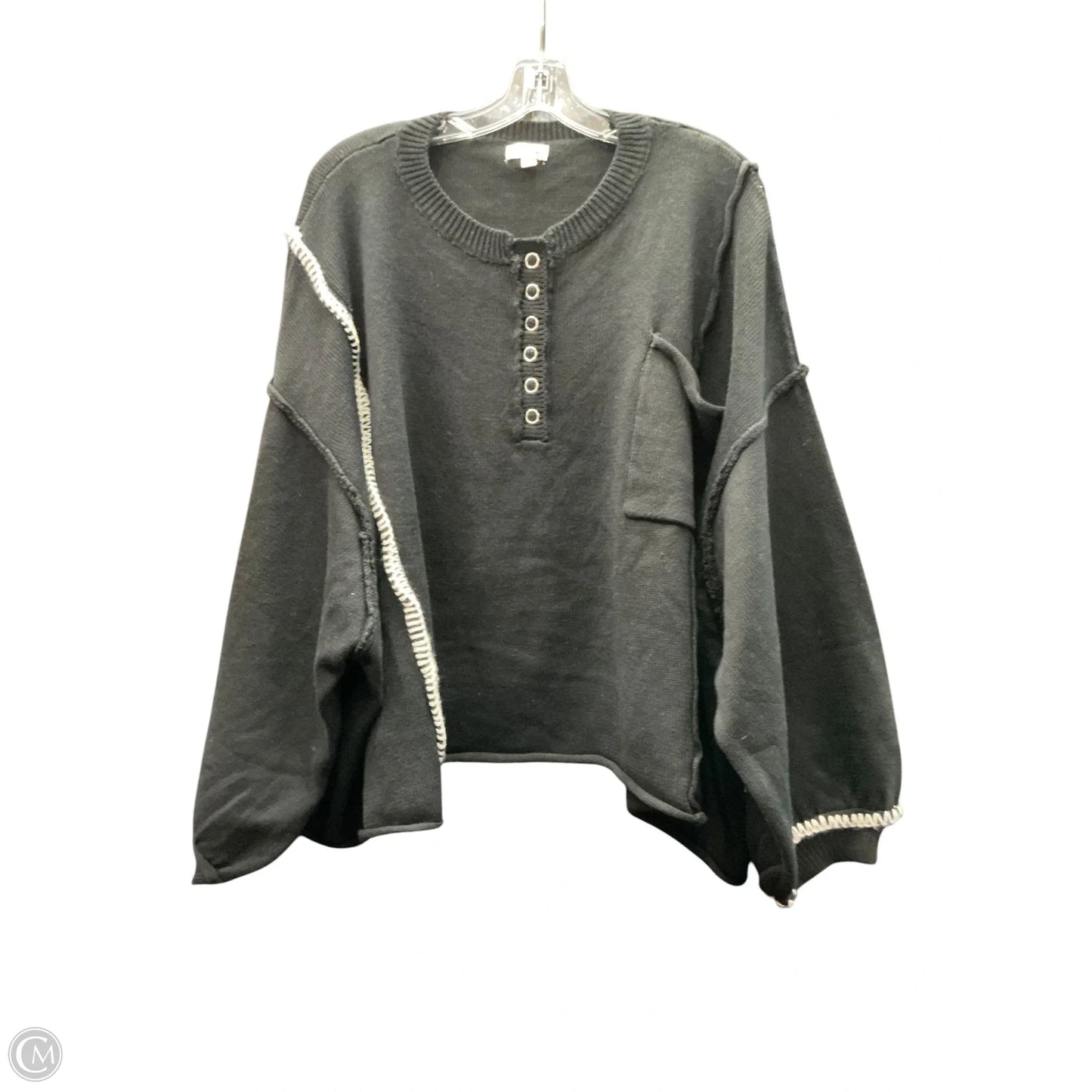 Top Long Sleeve By Pol In Black, Size: L