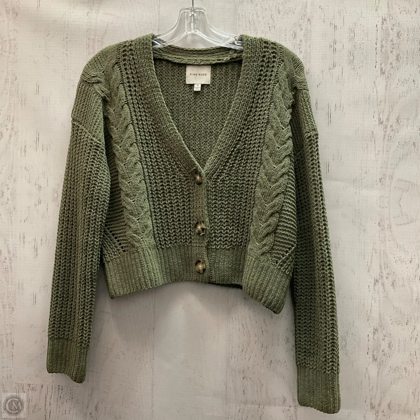 Cardigan By Pink Rose In Green, Size: M