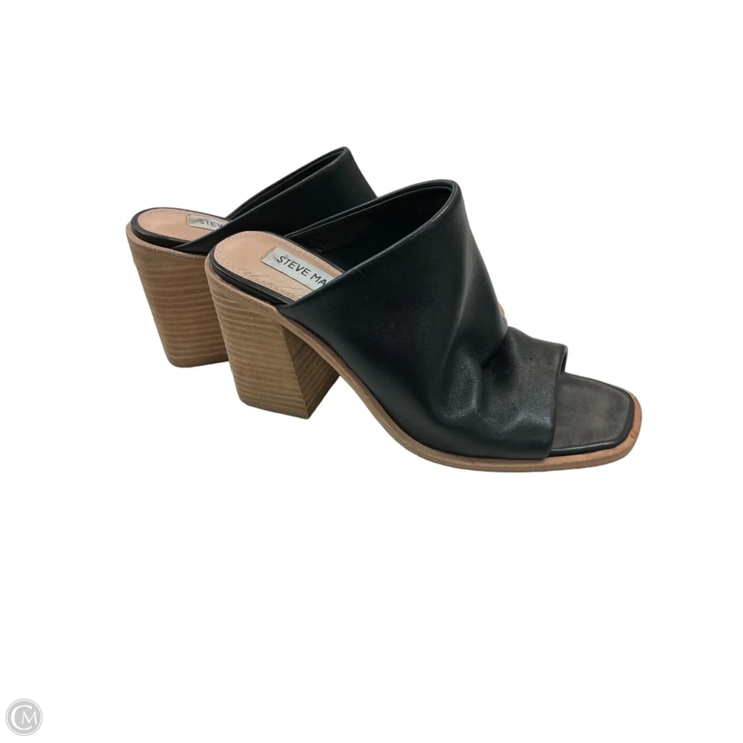 Sandals Heels Block By Steve Madden In Black, Size: 6.5