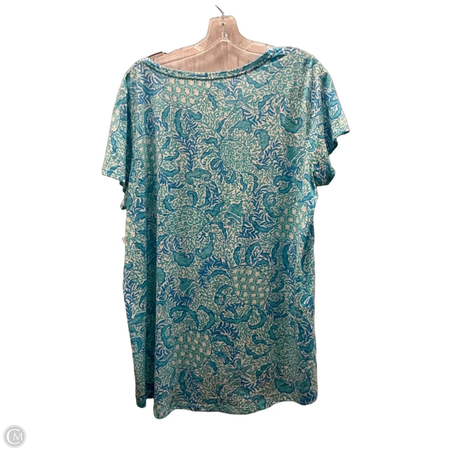 Top Short Sleeve Designer By Lilly Pulitzer In Blue, Size: Xxl