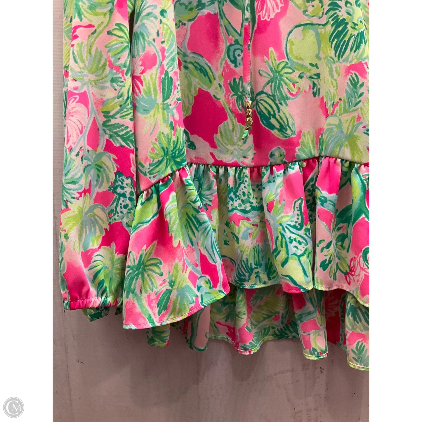 Top Long Sleeve Designer By Lilly Pulitzer In Green & Pink, Size: S