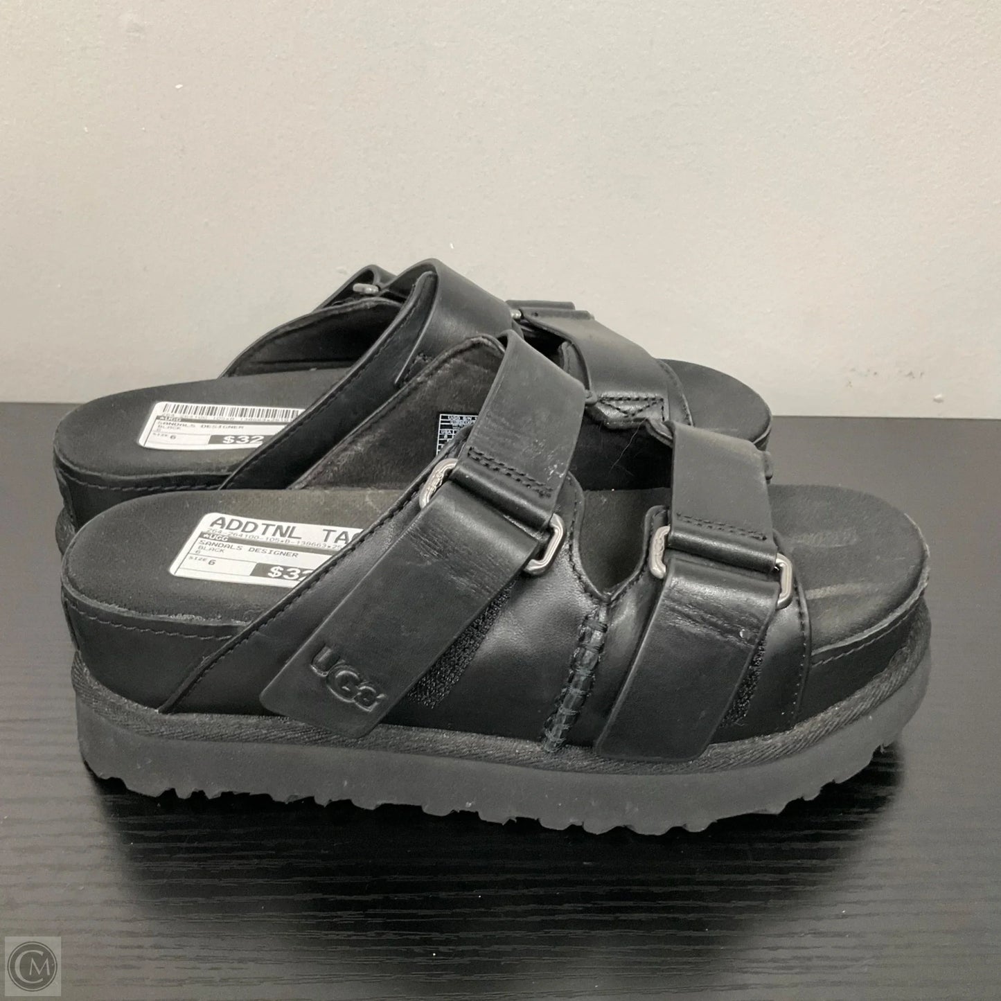 Sandals Designer By Ugg In Black, Size: 6