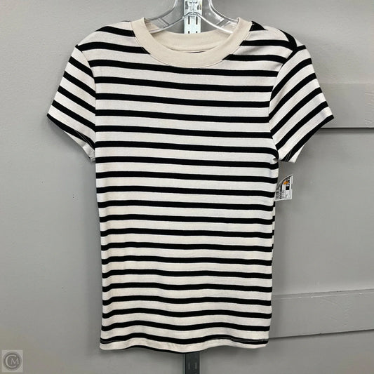 Top Short Sleeve Basic By A New Day In Blue & Cream, Size: S