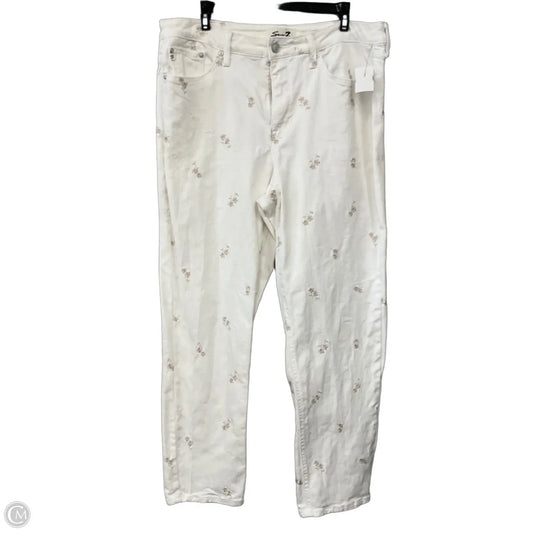 Jeans Boot Cut By Seven 7 In White Denim, Size: 12