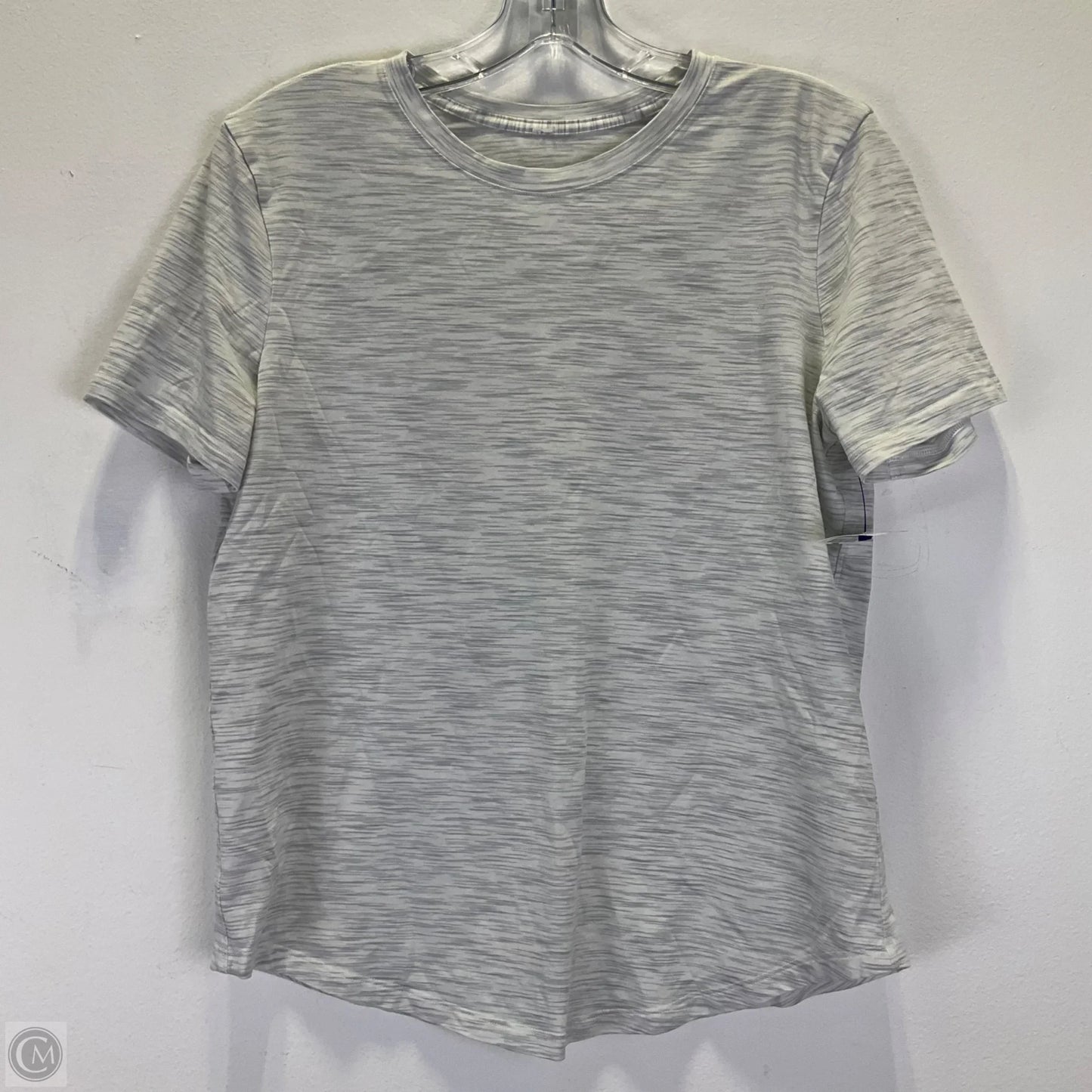 Athletic Top Short Sleeve By Lululemon In Grey, Size: 6