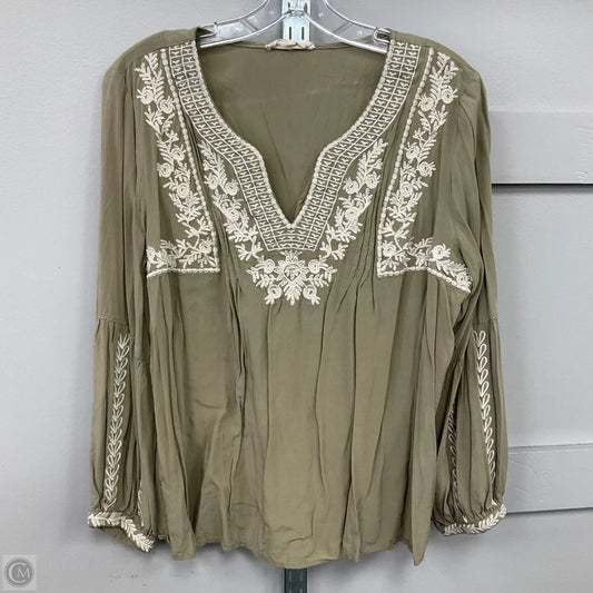 Top Long Sleeve By Solitaire In Green, Size: Xl