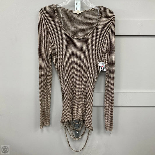 Top Long Sleeve By Gilded Intent In Black & Brown, Size: L