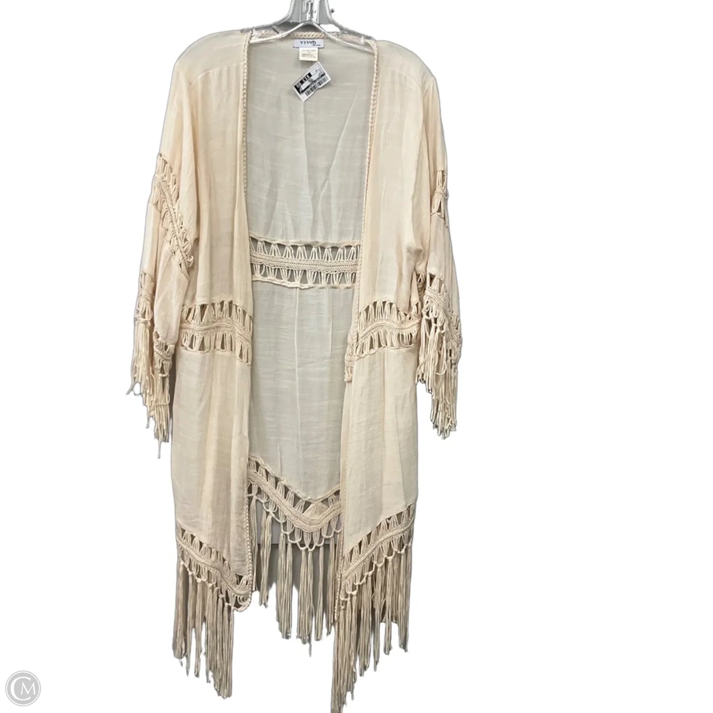 Kimono By Clothes Mentor In Cream, Size: 1x