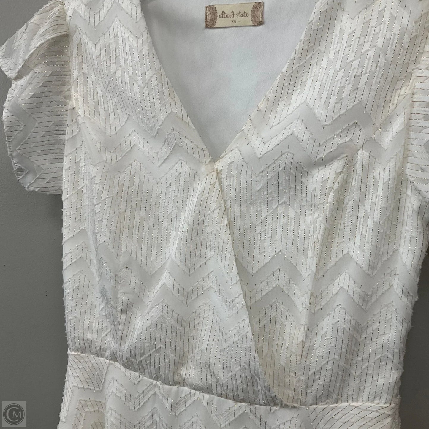 Dress Casual Short By Altard State In White & Gold, Size: Xs