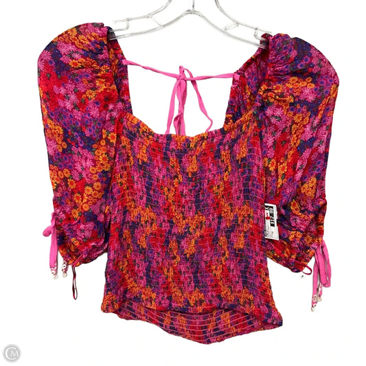 Top Short Sleeve By Free People In Floral Print, Size: Xs