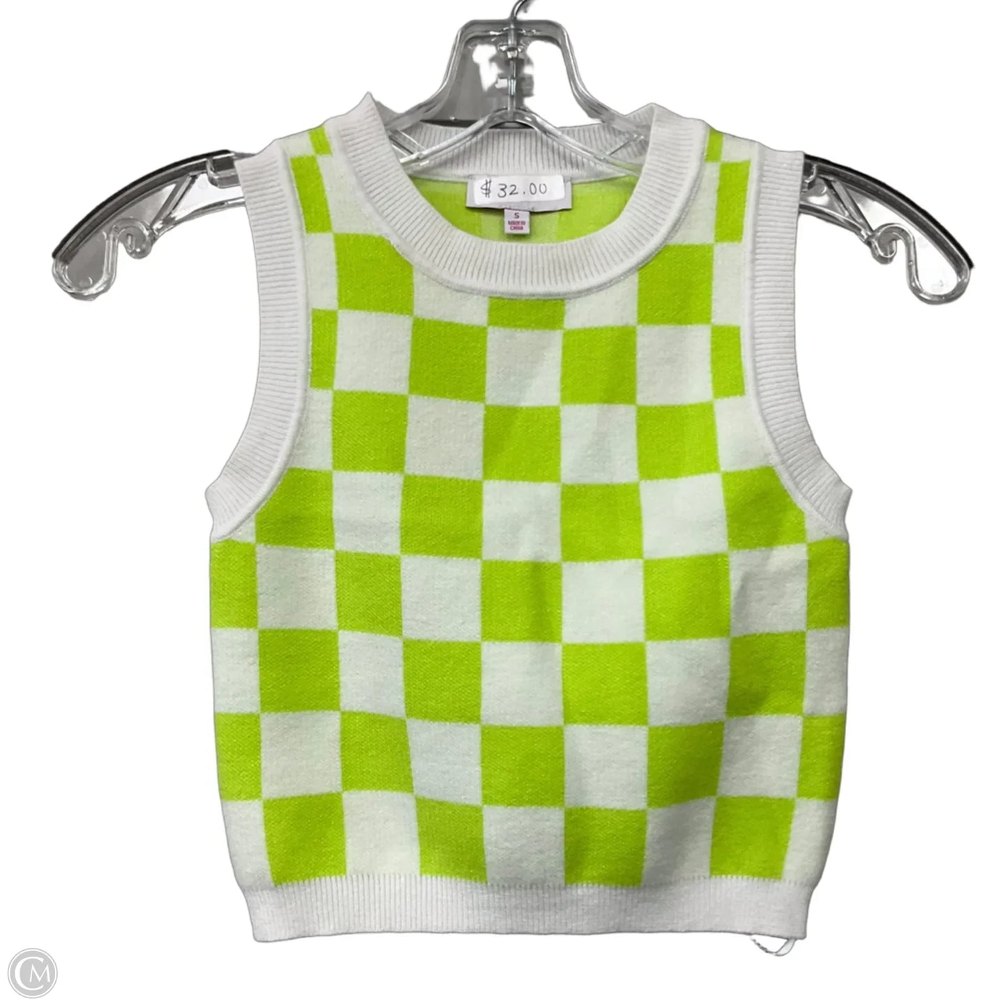 Top Sleeveless By Buttermelon In Checkered Pattern, Size: S