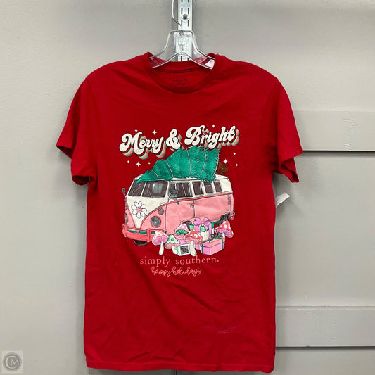 Top Short Sleeve Basic By Simply Southern In Red, Size: S