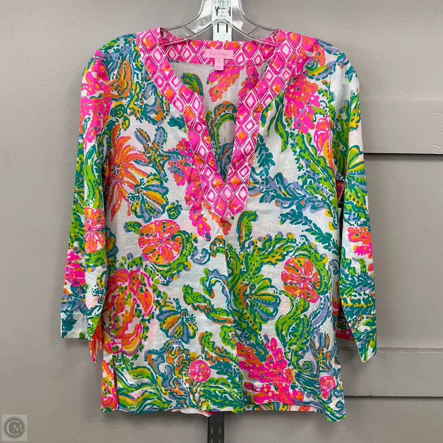 Top 3/4 Sleeve Designer By Lilly Pulitzer In Multi-colored, Size: S