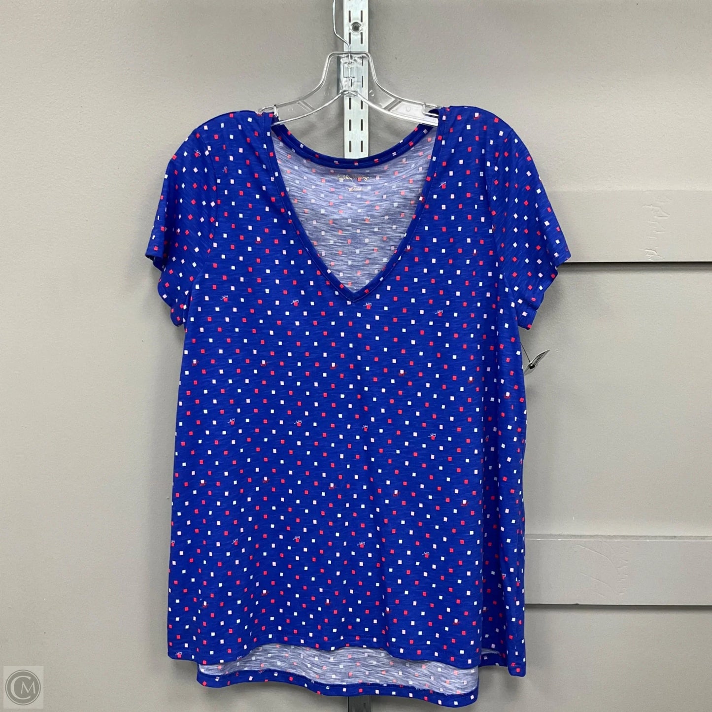 Top Short Sleeve Designer By Lilly Pulitzer In Blue, Size: L