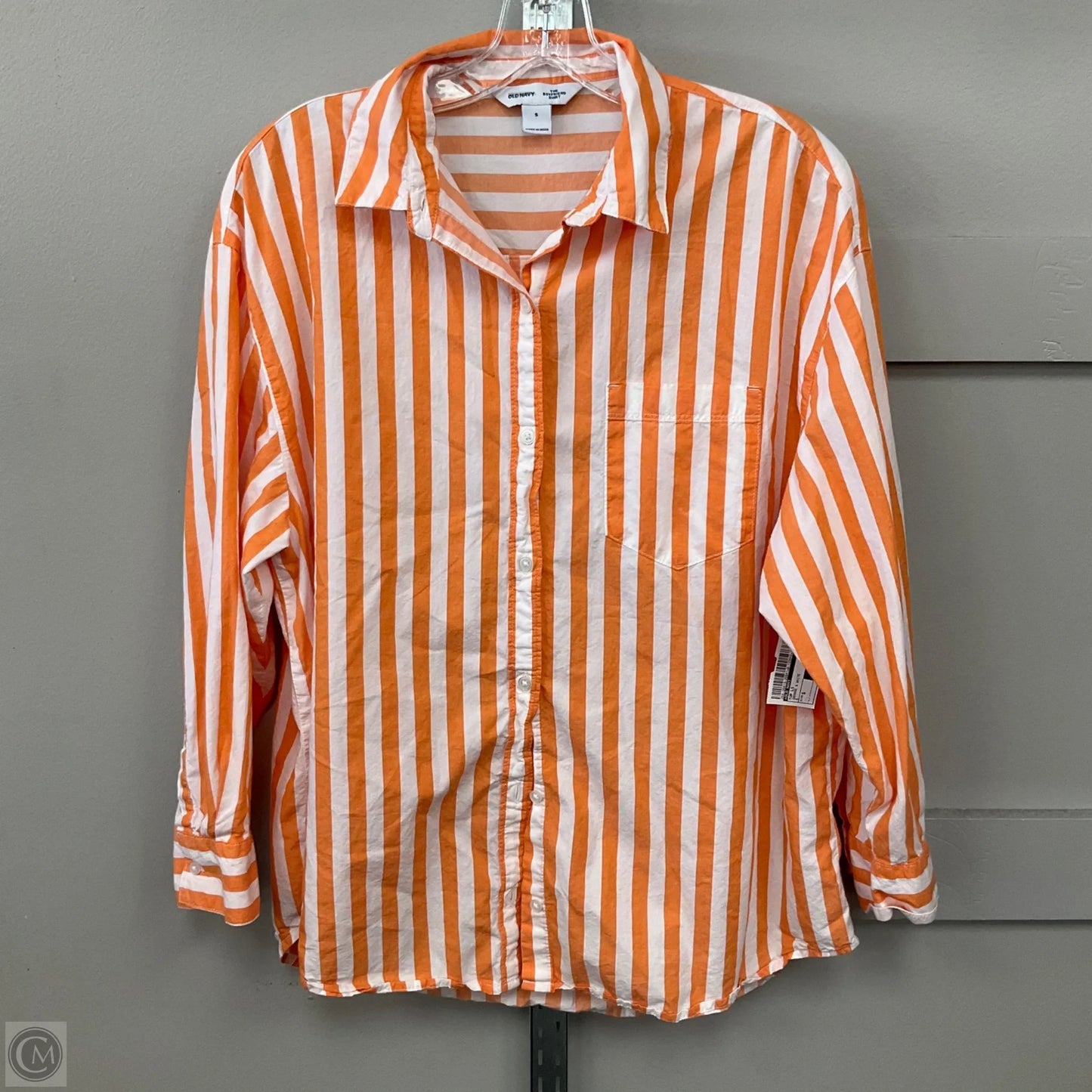 Top Long Sleeve By Old Navy In Orange & White, Size: S