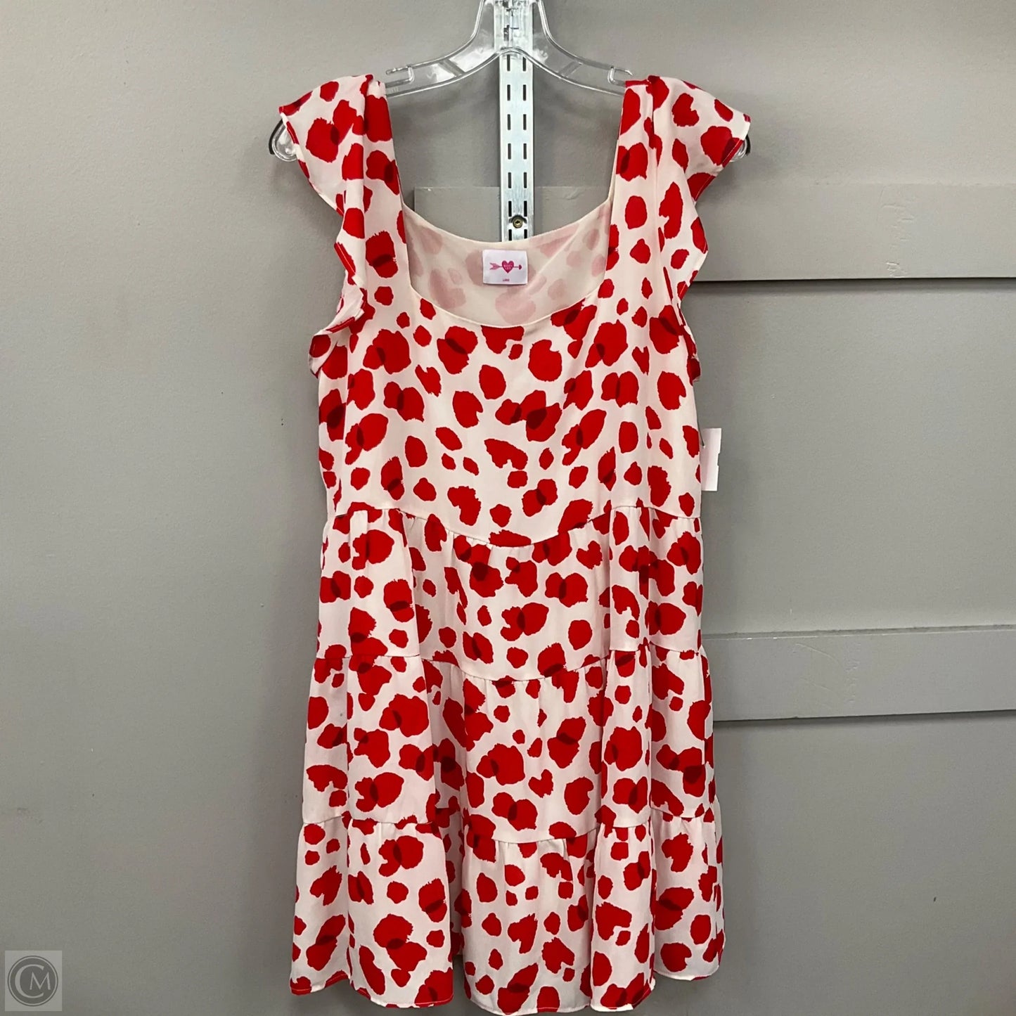 Dress Casual Midi By Buddy Love In Red & Cream, Size: L