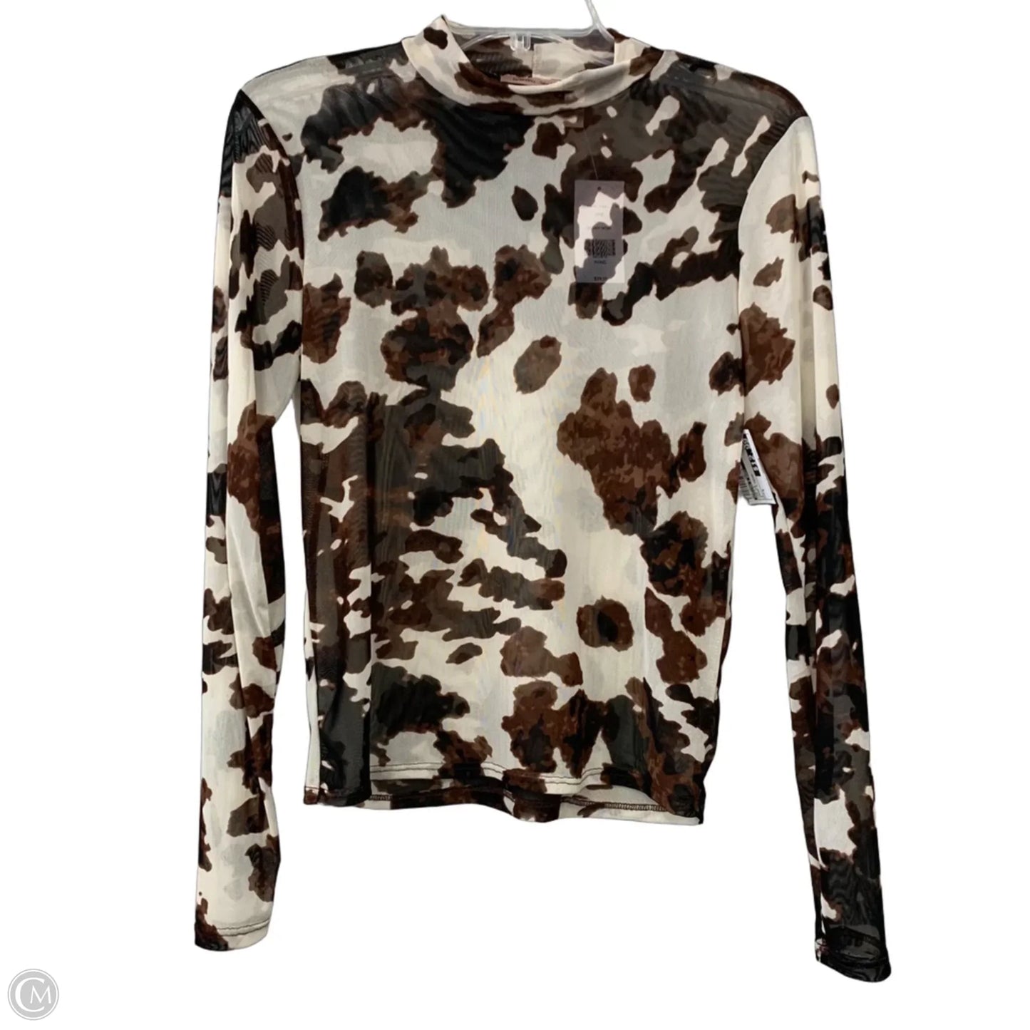 Top Long Sleeve By Willow & Root In Brown & Cream, Size: S