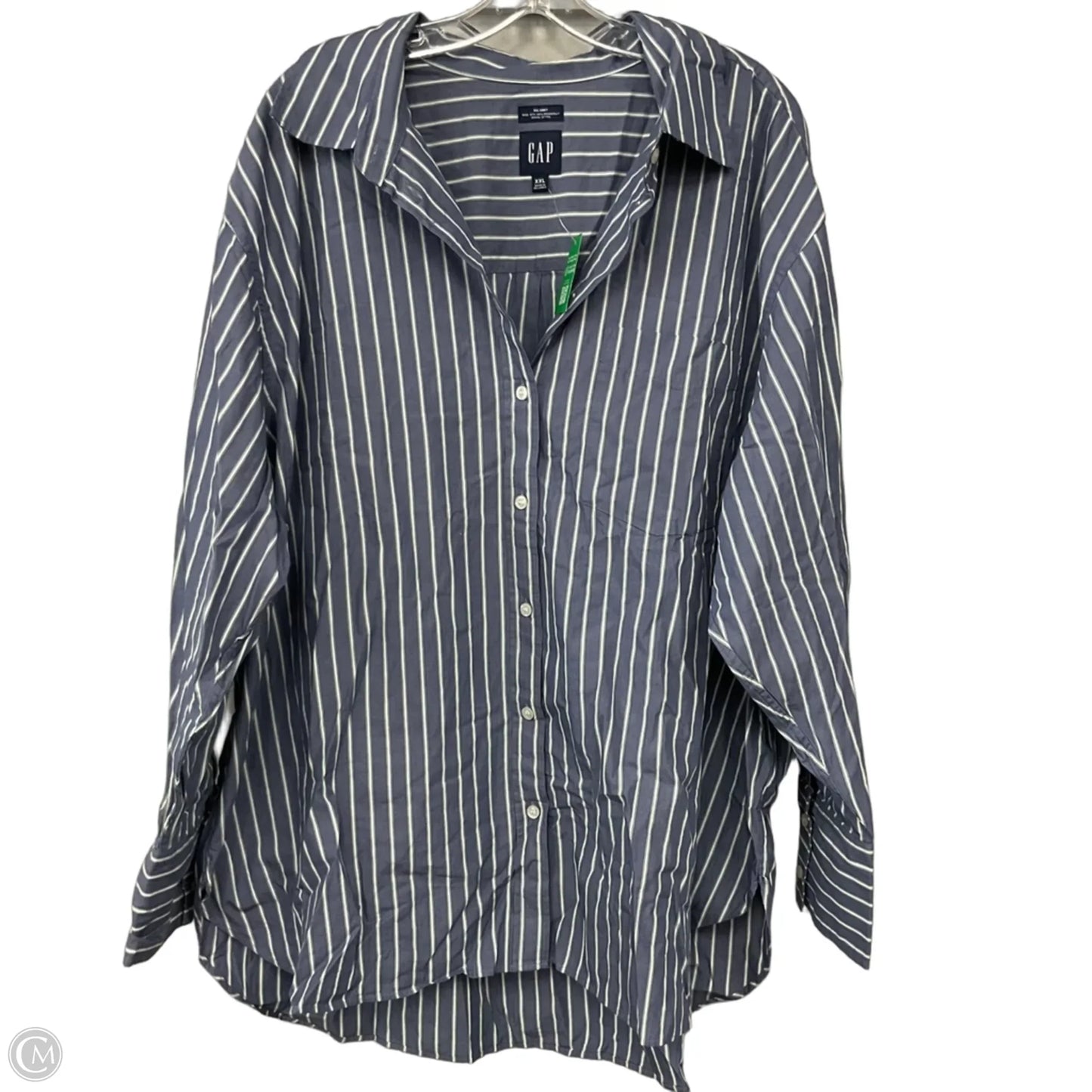 Top Long Sleeve By Gap In Blue & White, Size: Xxl