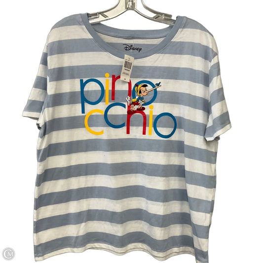 Top Short Sleeve By Disney In Blue & White, Size: 2x