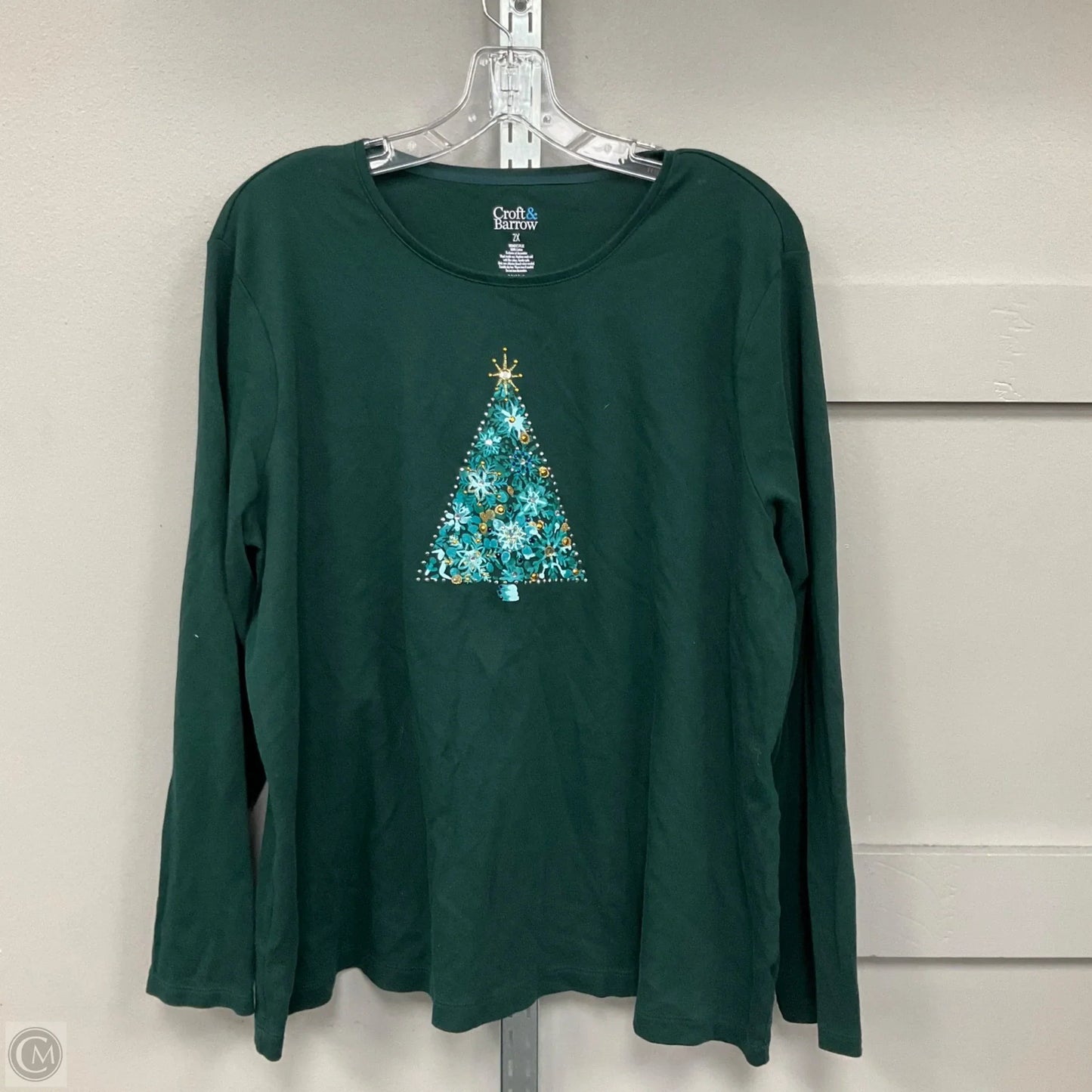 Top Long Sleeve Basic By Croft And Barrow In Green, Size: 2x