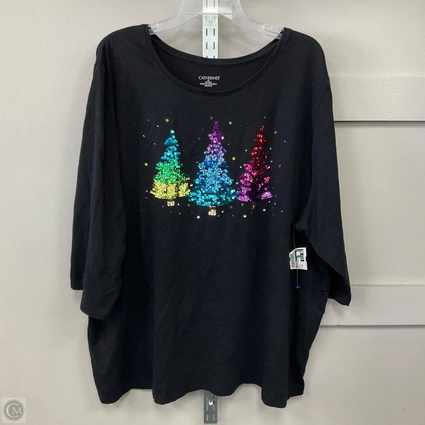 Top 3/4 Sleeve By Catherines In Black, Size: 3x