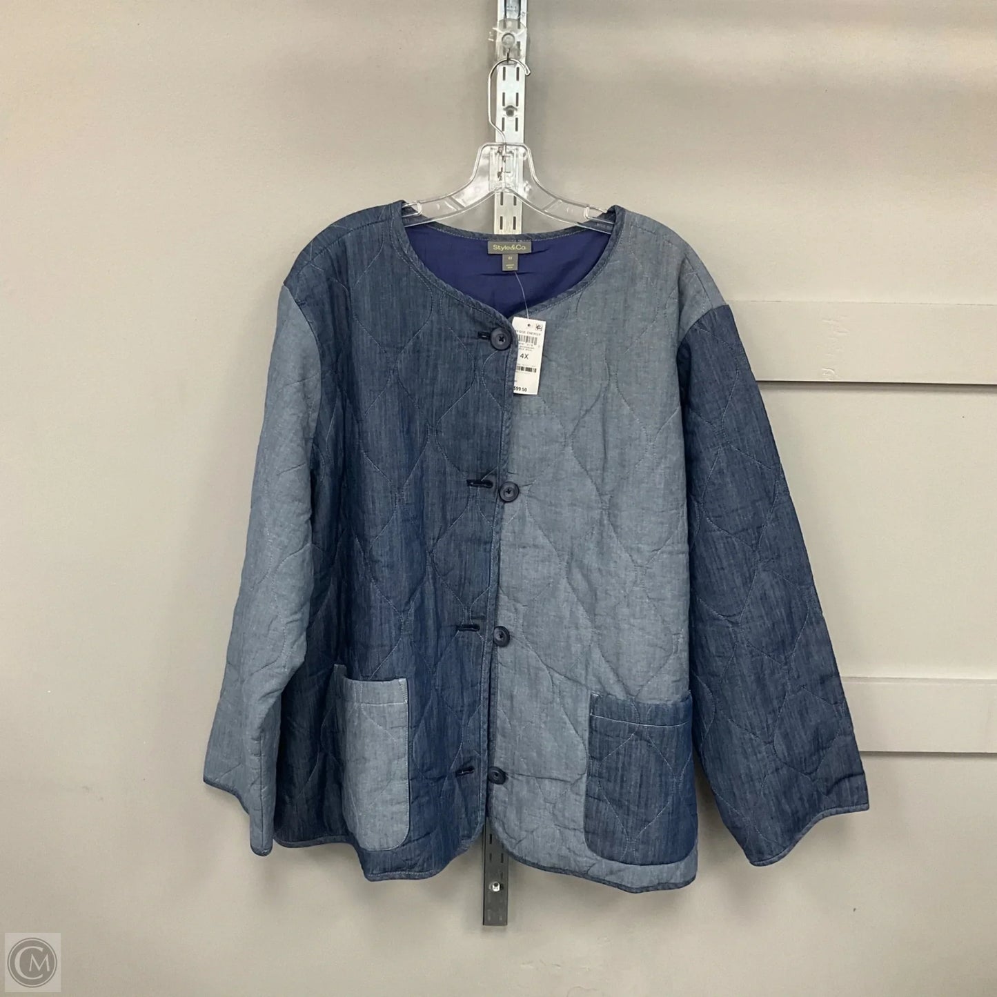 Jacket Puffer & Quilted By Style And Company In Blue, Size: 4x