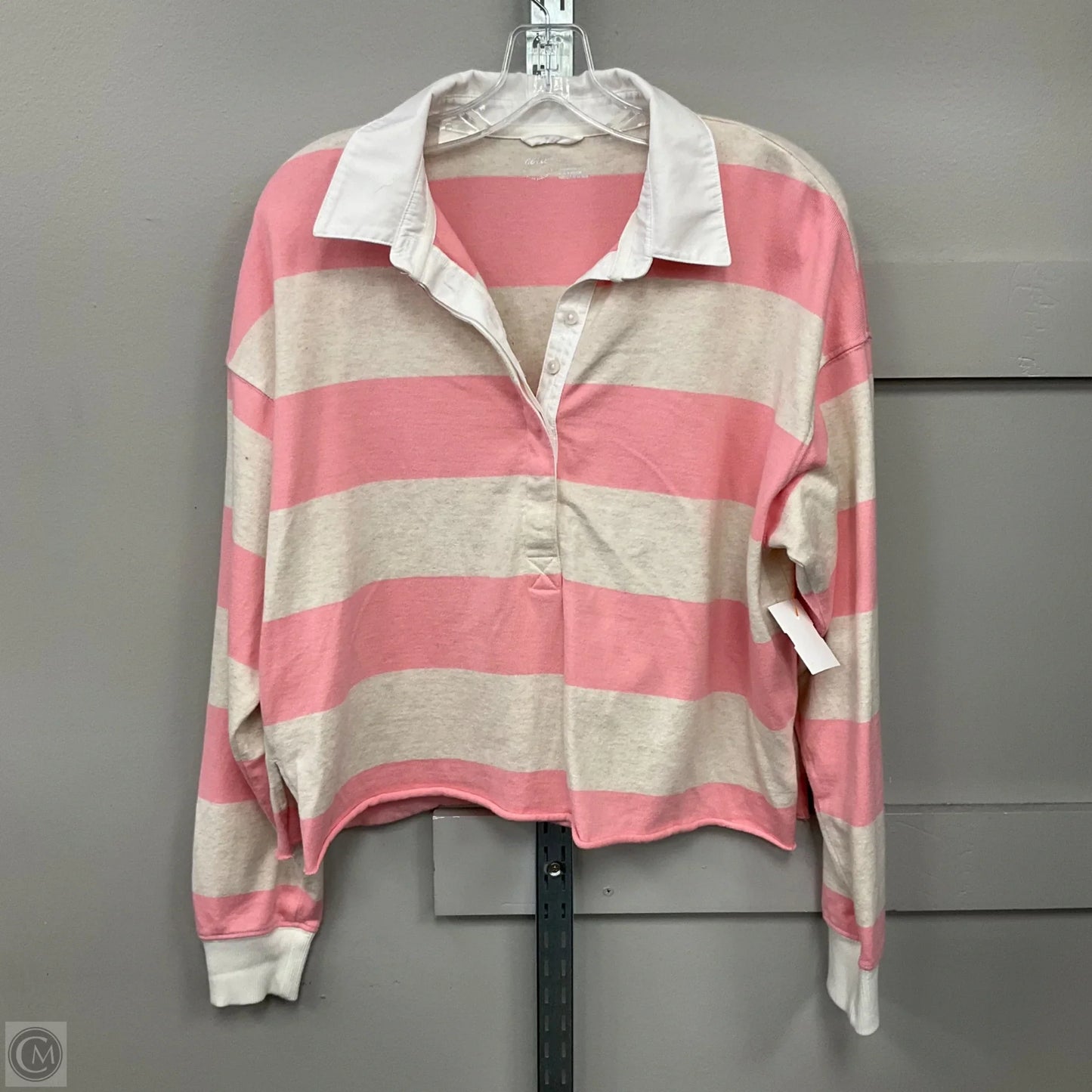 Top Long Sleeve By Aerie In Pink & Tan, Size: S
