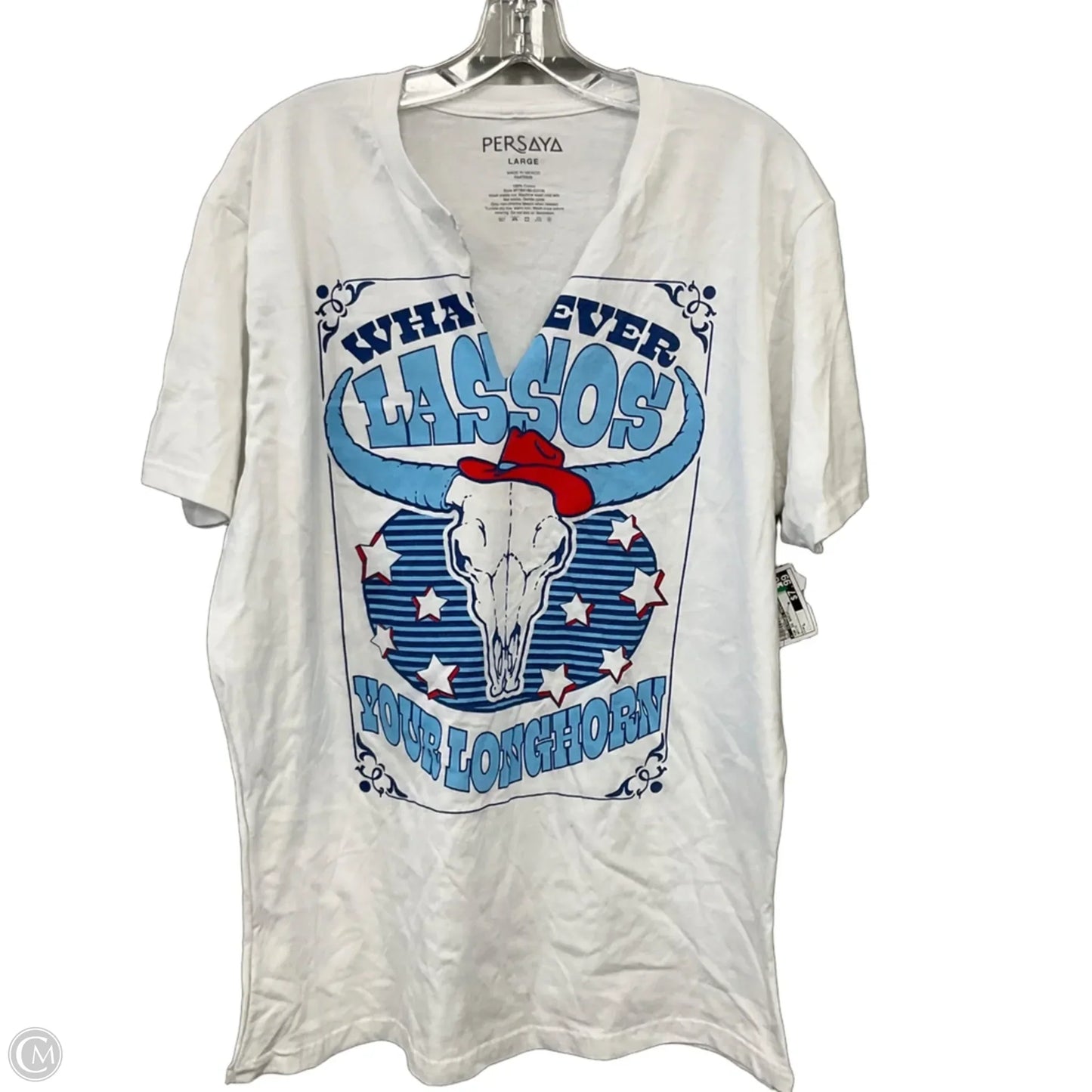 Top Short Sleeve Basic By Clothes Mentor In White, Size: L