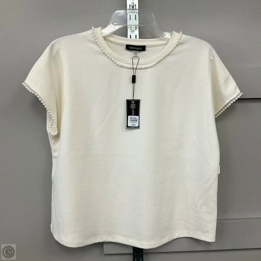 Blouse Short Sleeve By Cable And Gauge In White, Size: M