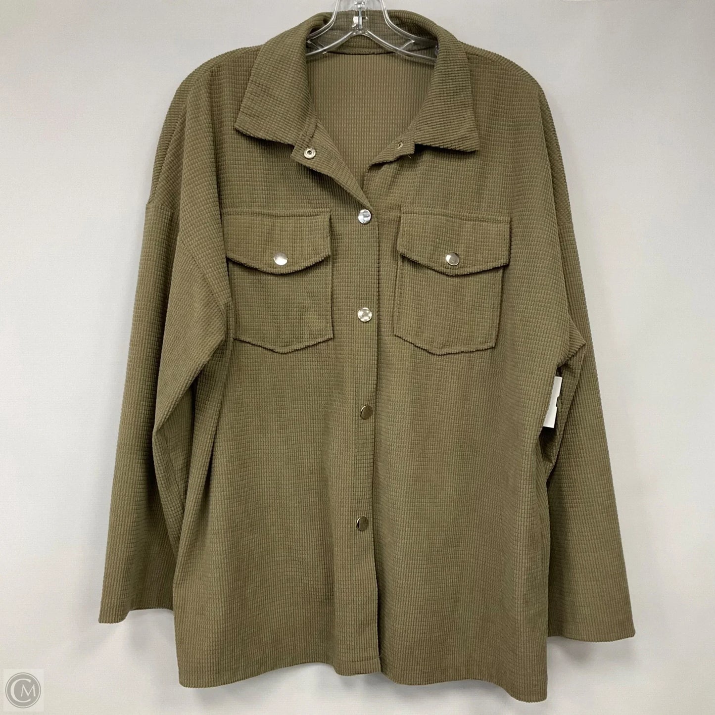 Jacket Shirt By Emery Rose In Green, Size: Xl