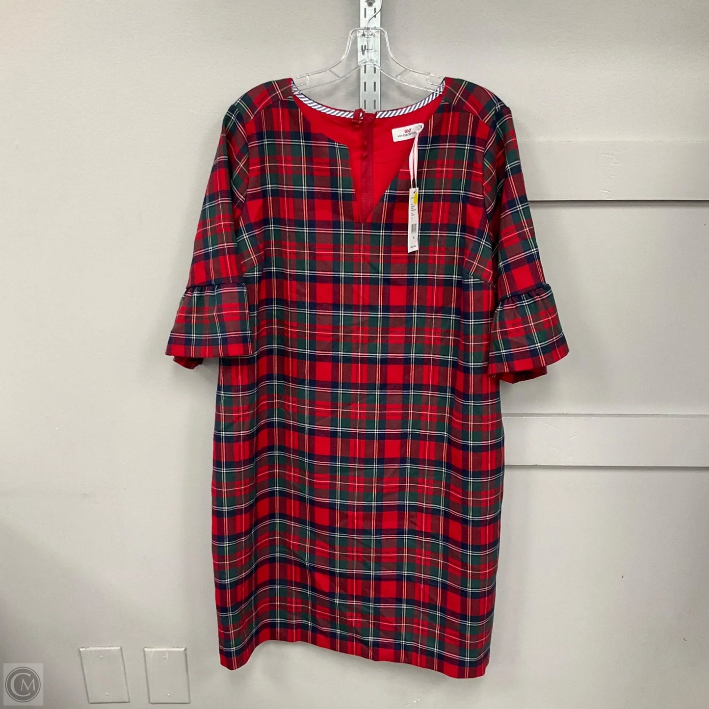 Dress Party Midi By Vineyard Vines In Plaid Pattern, Size: L
