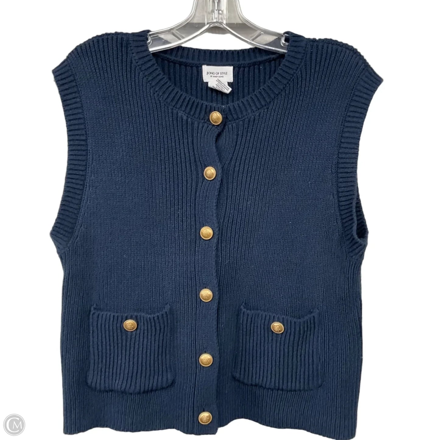 Vest Sweater By Clothes Mentor In Navy, Size: L