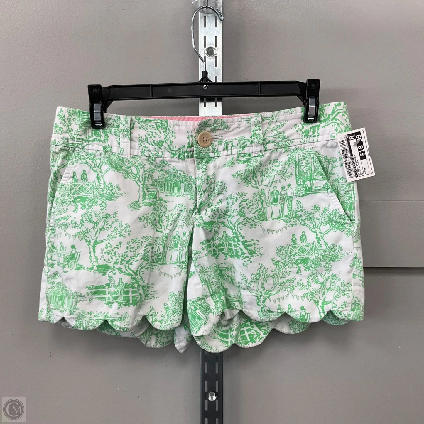 Shorts Designer By Lilly Pulitzer In Green & White, Size: 0