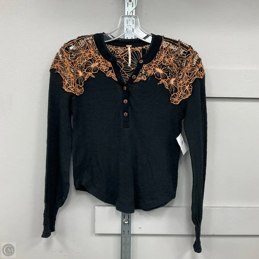 Top Long Sleeve Basic By Free People In Black & Orange, Size: Xs