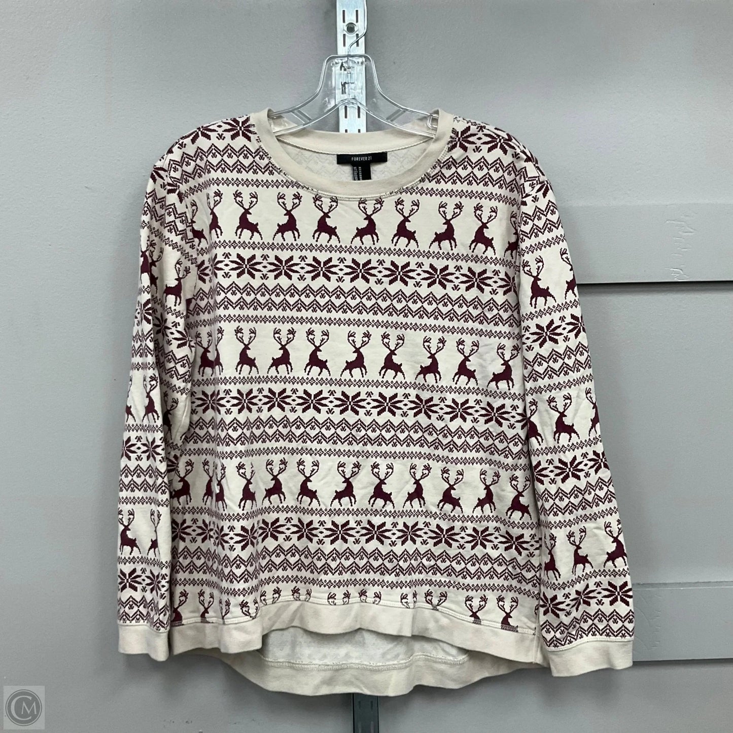 Top Long Sleeve By Forever 21 In Cream, Size: M