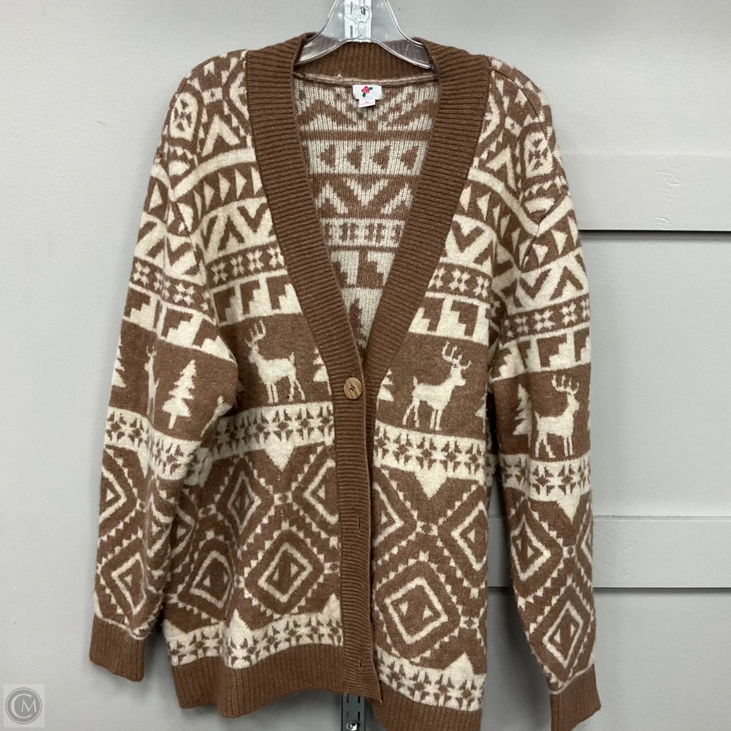 Cardigan By Clothes Mentor In Brown & Tan, Size: 1x