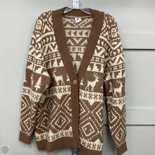 Cardigan By Clothes Mentor In Brown & Tan, Size: 1x
