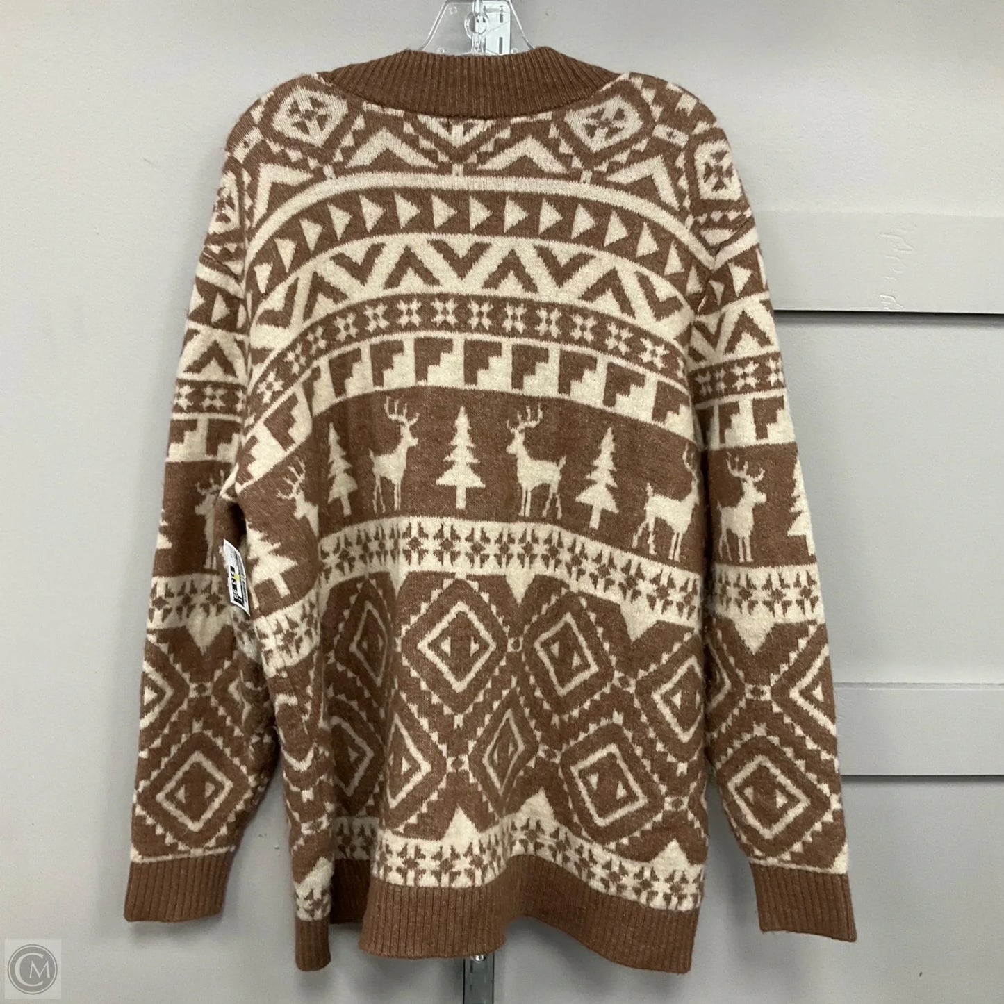 Cardigan By Clothes Mentor In Brown & Tan, Size: 1x