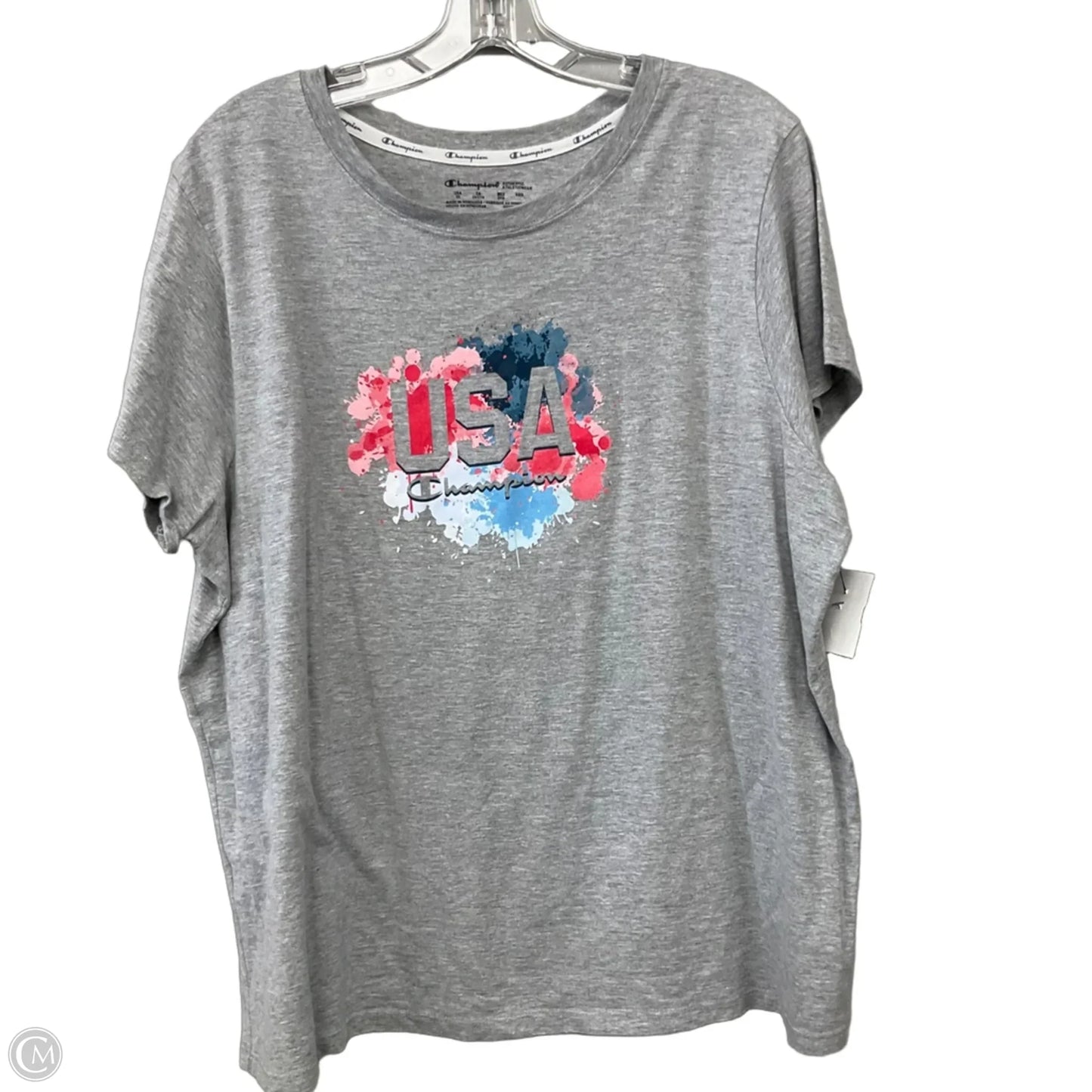 Top Short Sleeve By Champion In Grey, Size: 2x