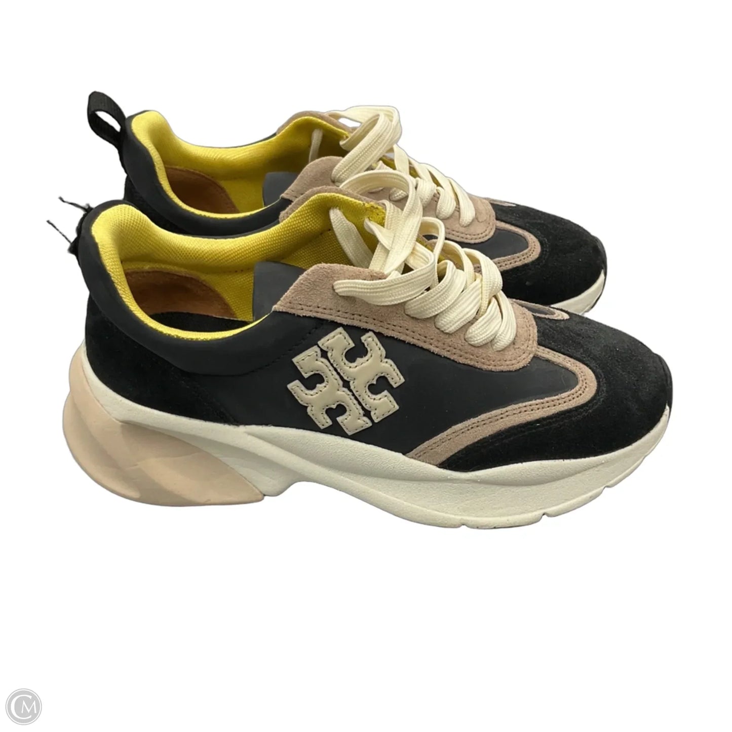 Shoes Designer By Tory Burch In Black & Yellow, Size: 5.5