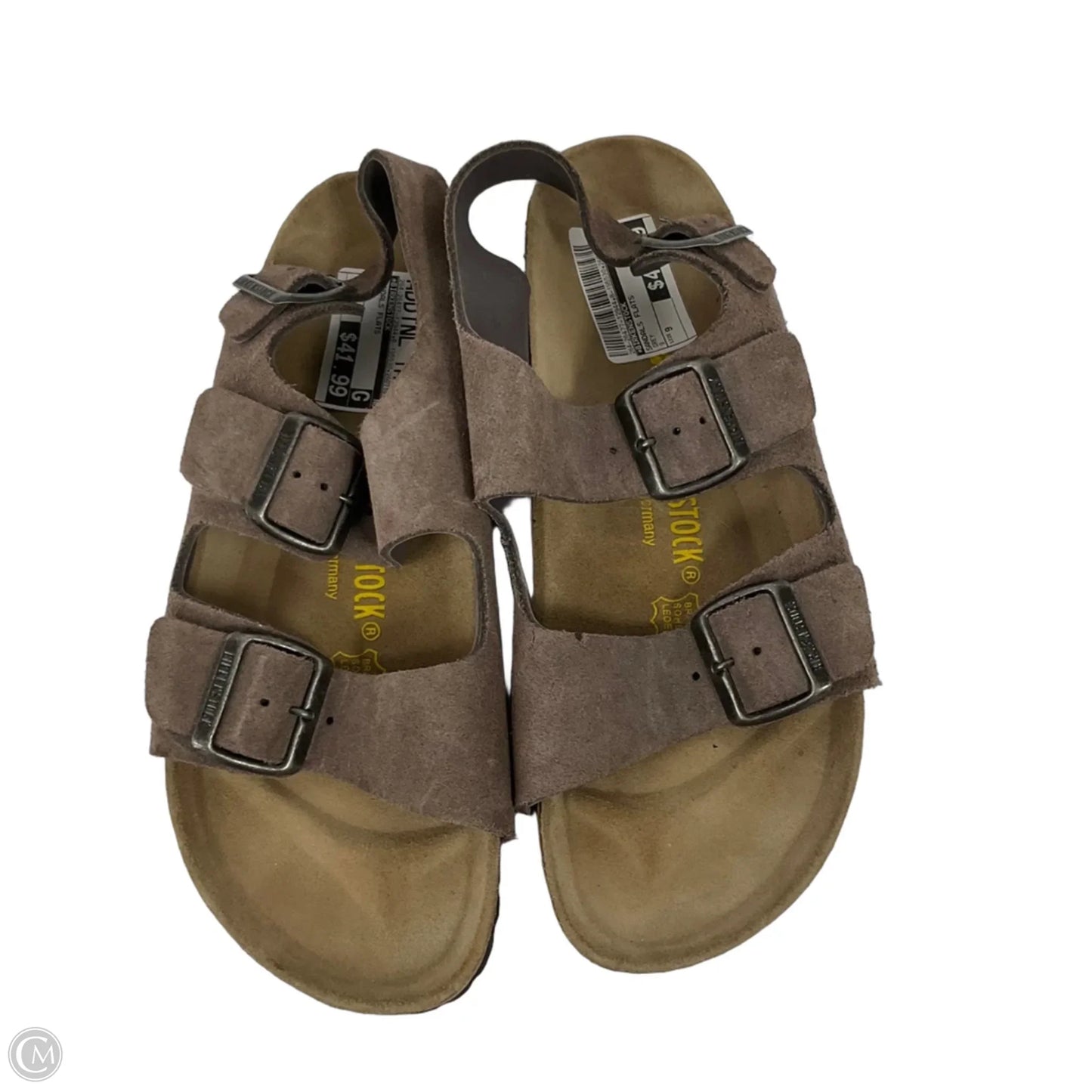 Sandals Flats By Birkenstock In Grey, Size: 9