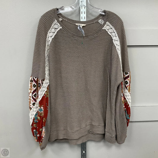 Top Long Sleeve By Entro In Brown, Size: Xl